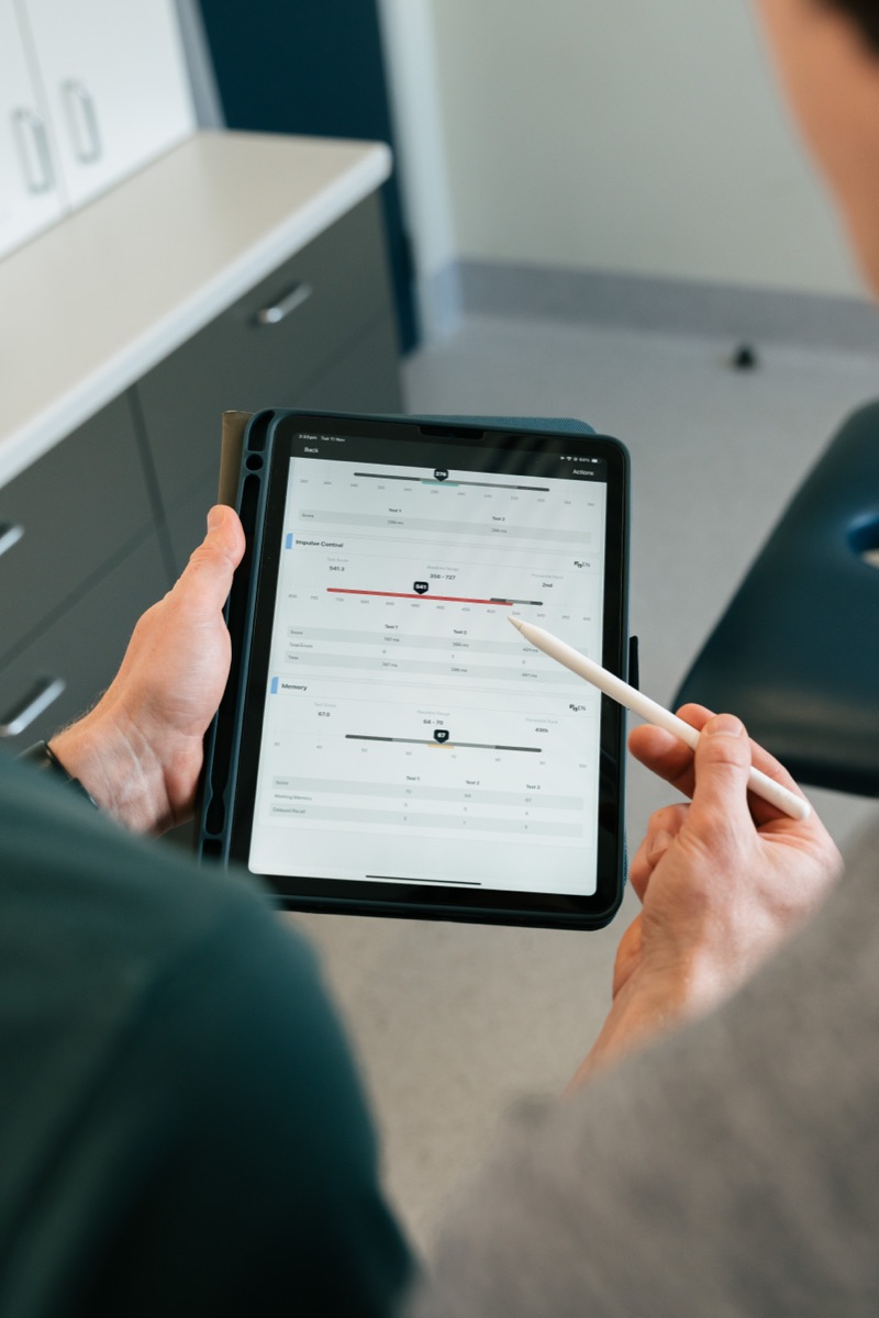 Recording symptom severity scores on a tablet